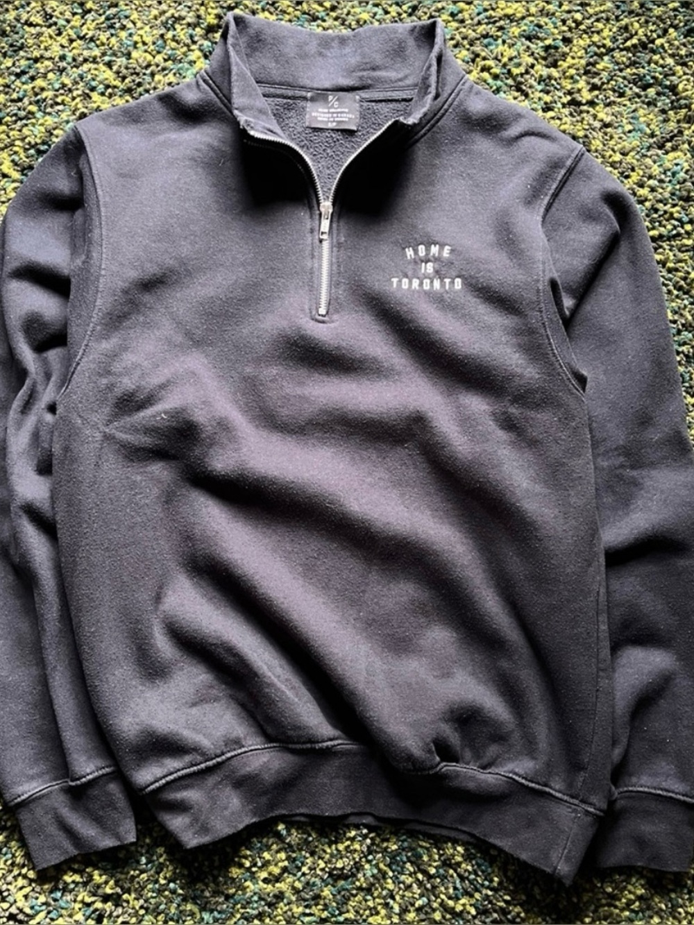 Peace Collective Home is Toronto 1/4 Zip Black Pullover Large